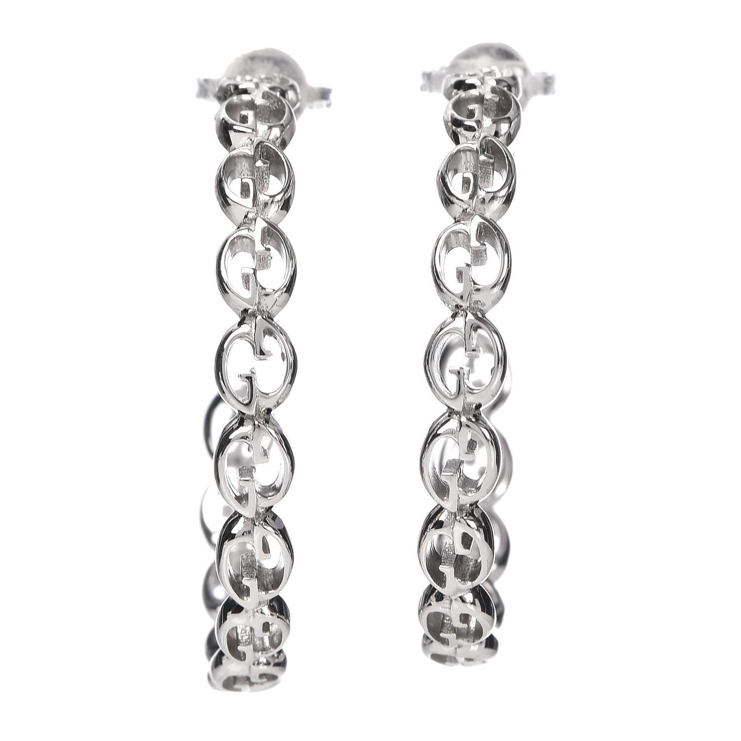 18K White Gold Interlocking GG Hoop Earrings