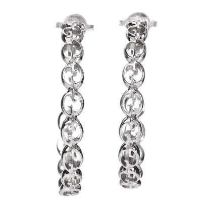 Gucci 18K White Gold Interlocking GG Hoop Earrings 1 of 5