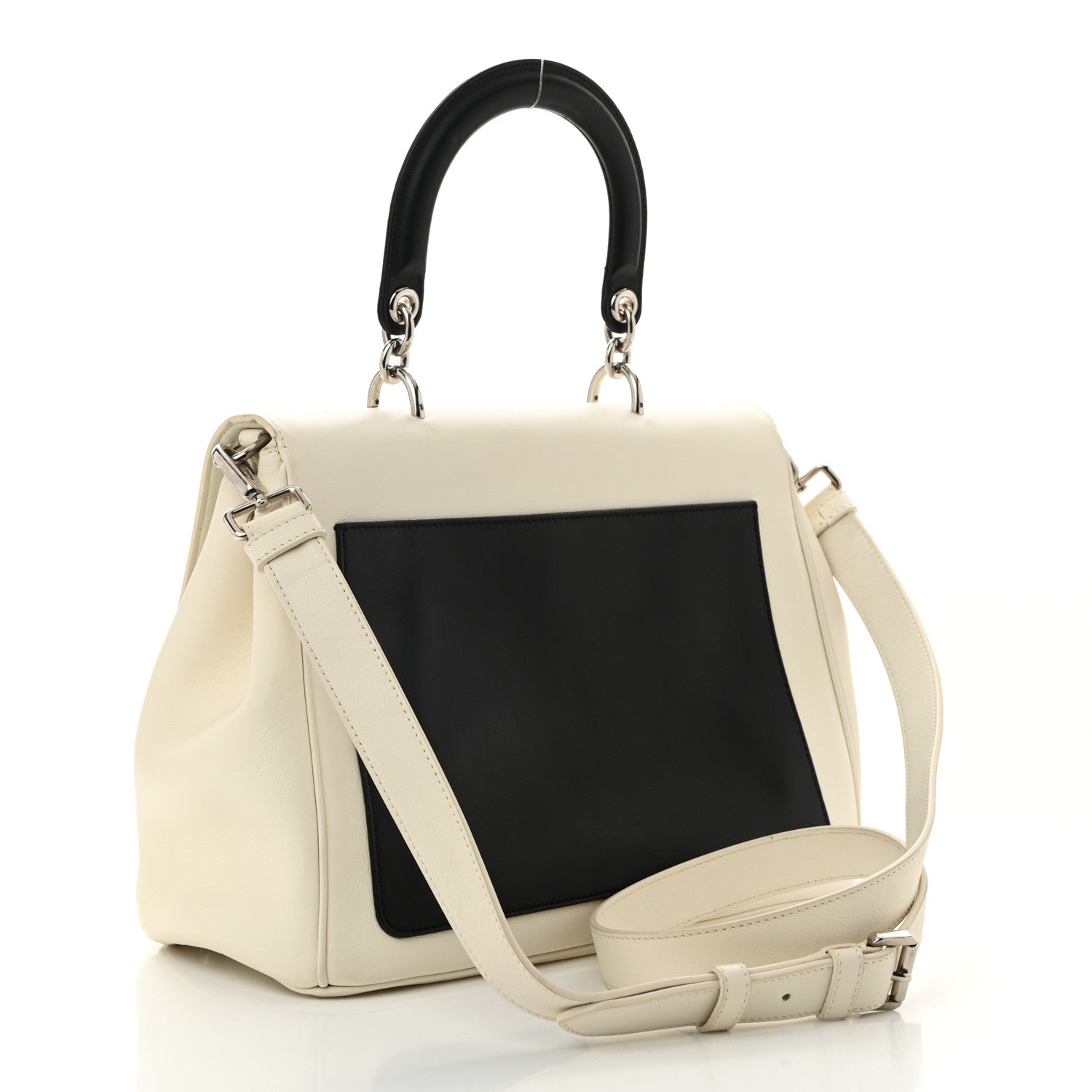 Christian Dior Smooth Calfskin Bi-Color Medium Be Dior Flap White Black 3 of 12