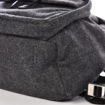Prada Wool Single Buckle Backpack Grey 8 of 8
