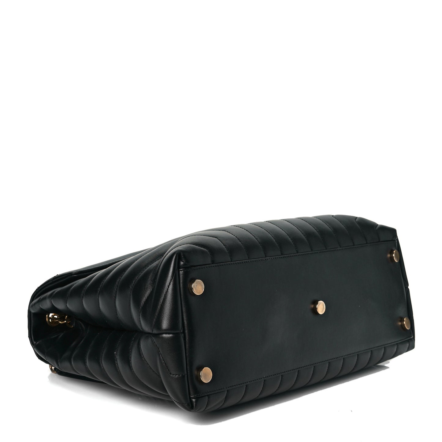 Calfskin Y Quilted Monogram Large Loulou Chain Satchel Black