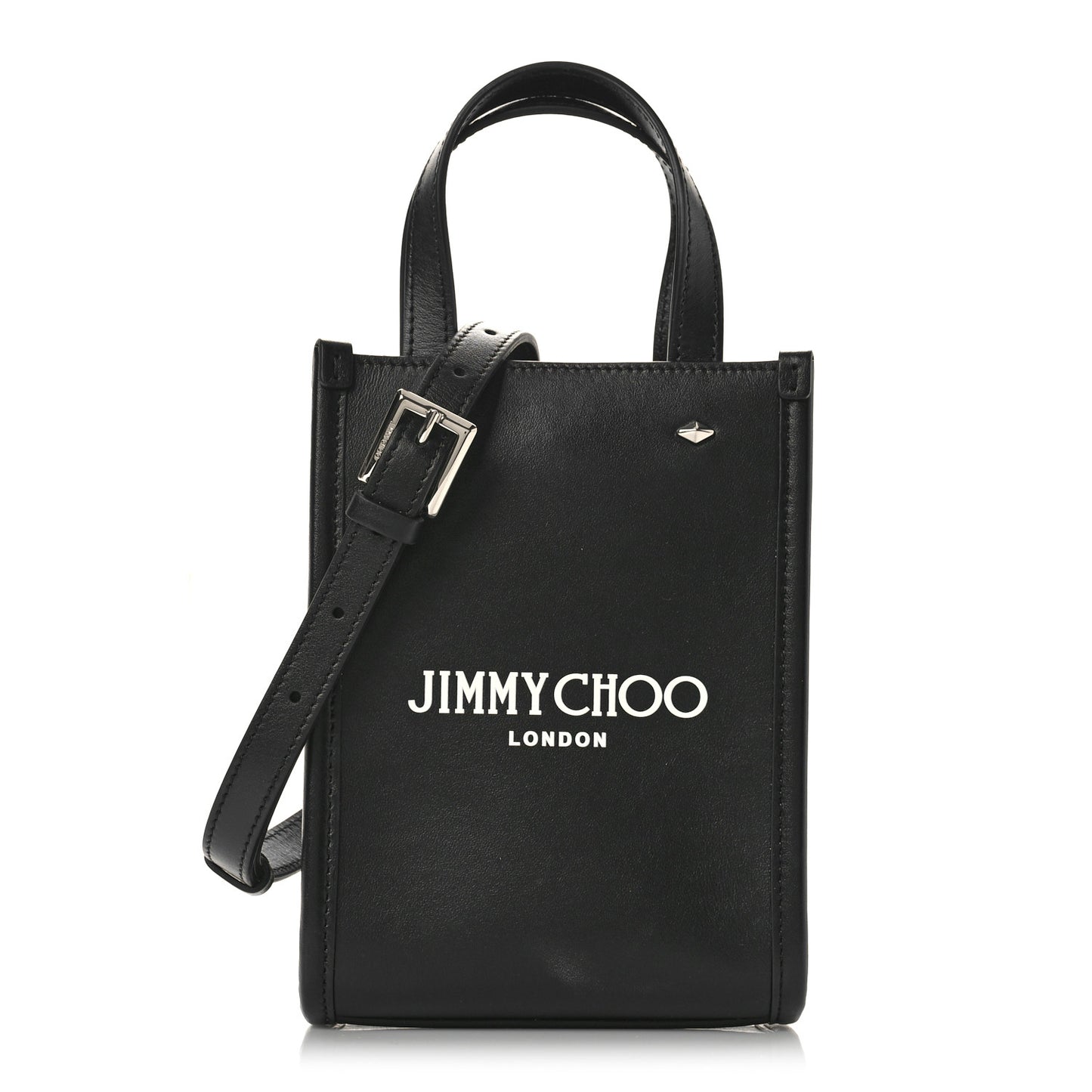 Smooth Calfskin Logo Mini Tote Black White