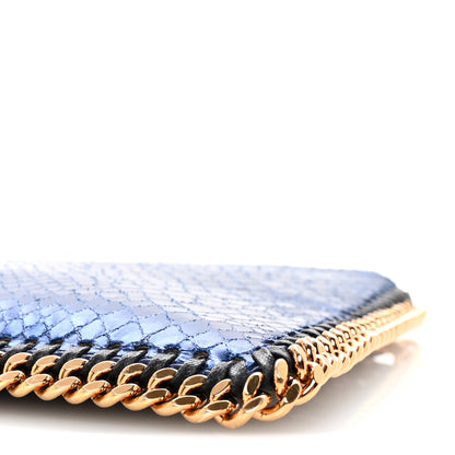 Stella McCartney Metallic Faux Snakeskin Falabella Clutch Blue 9 of 9