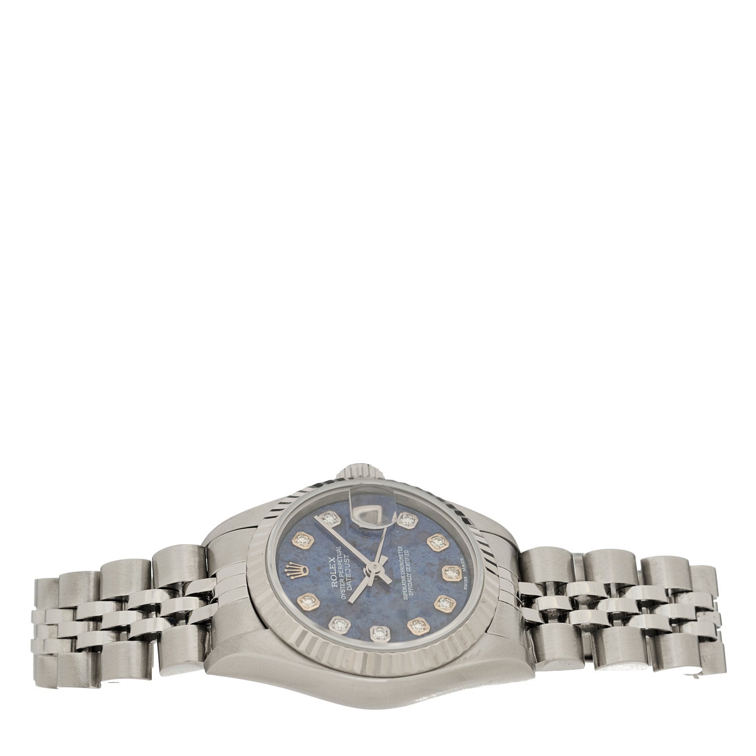 Rolex Stainless Steel 18K White Gold Diamond 26mm Oyster Perpetual Datejust Watch Sodalite 79174 2 of 5