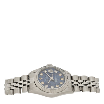 Rolex Stainless Steel 18K White Gold Diamond 26mm Oyster Perpetual Datejust Watch Sodalite 79174 2 of 5