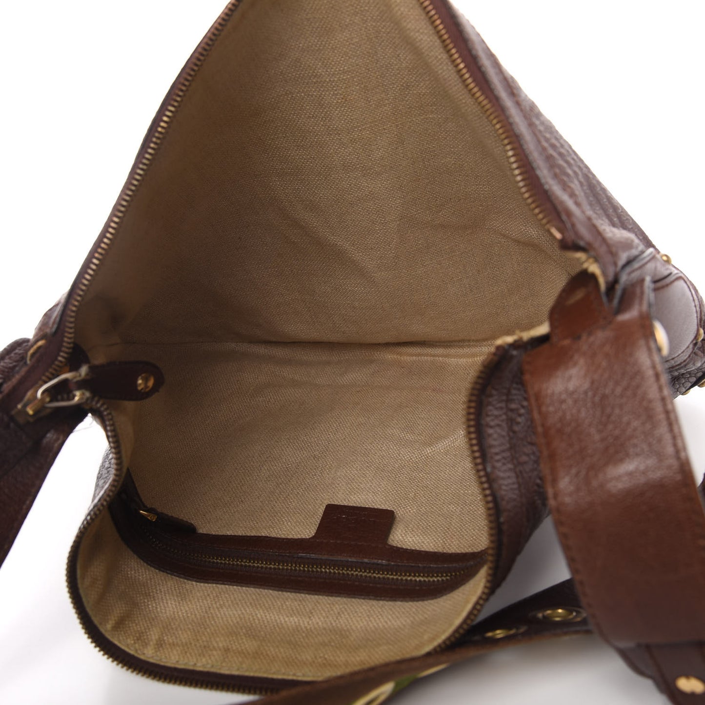 Calfskin Embossed Studded Pelham Messenger Bag Dark Brown