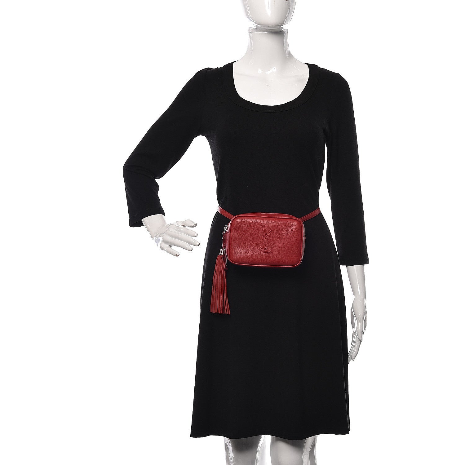 Saint Laurent Lambskin Monogram Lou Belt Bag Red 2 of 12