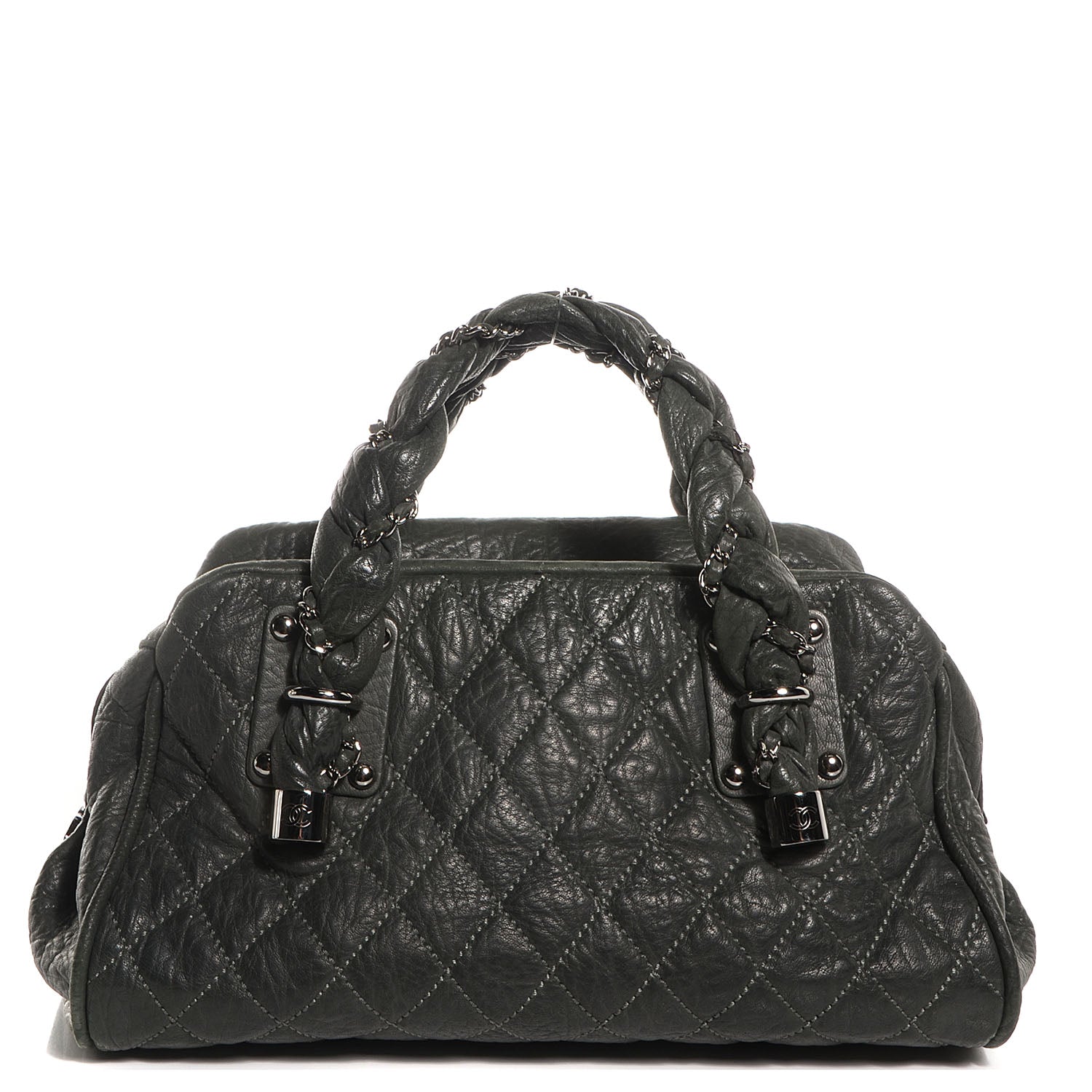 Chanel Distressed Lambskin Lady Braid Bowler Dark Grey 1 of 7