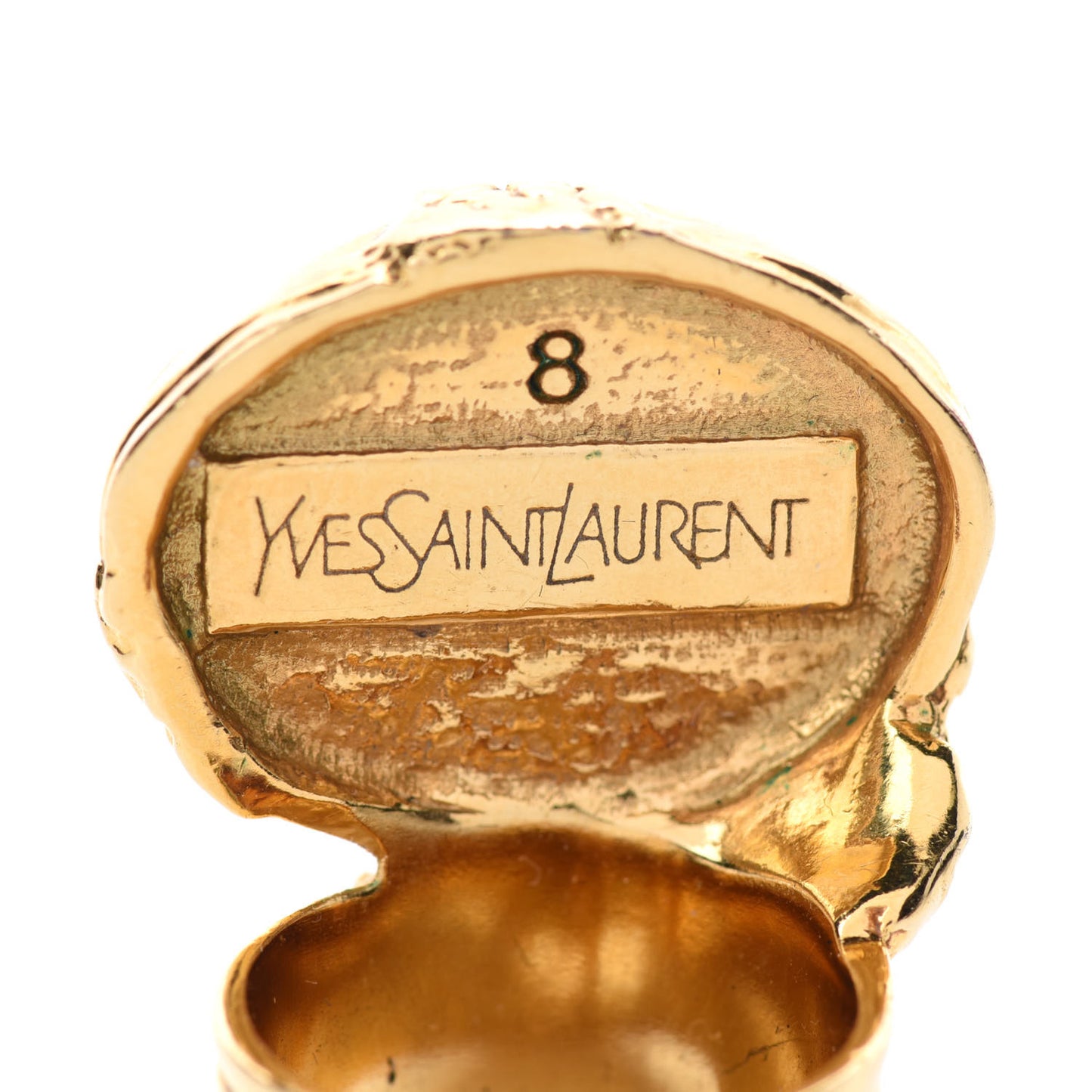 Glass Cabochon Arty Ovale Ring 8 Gold Lapis