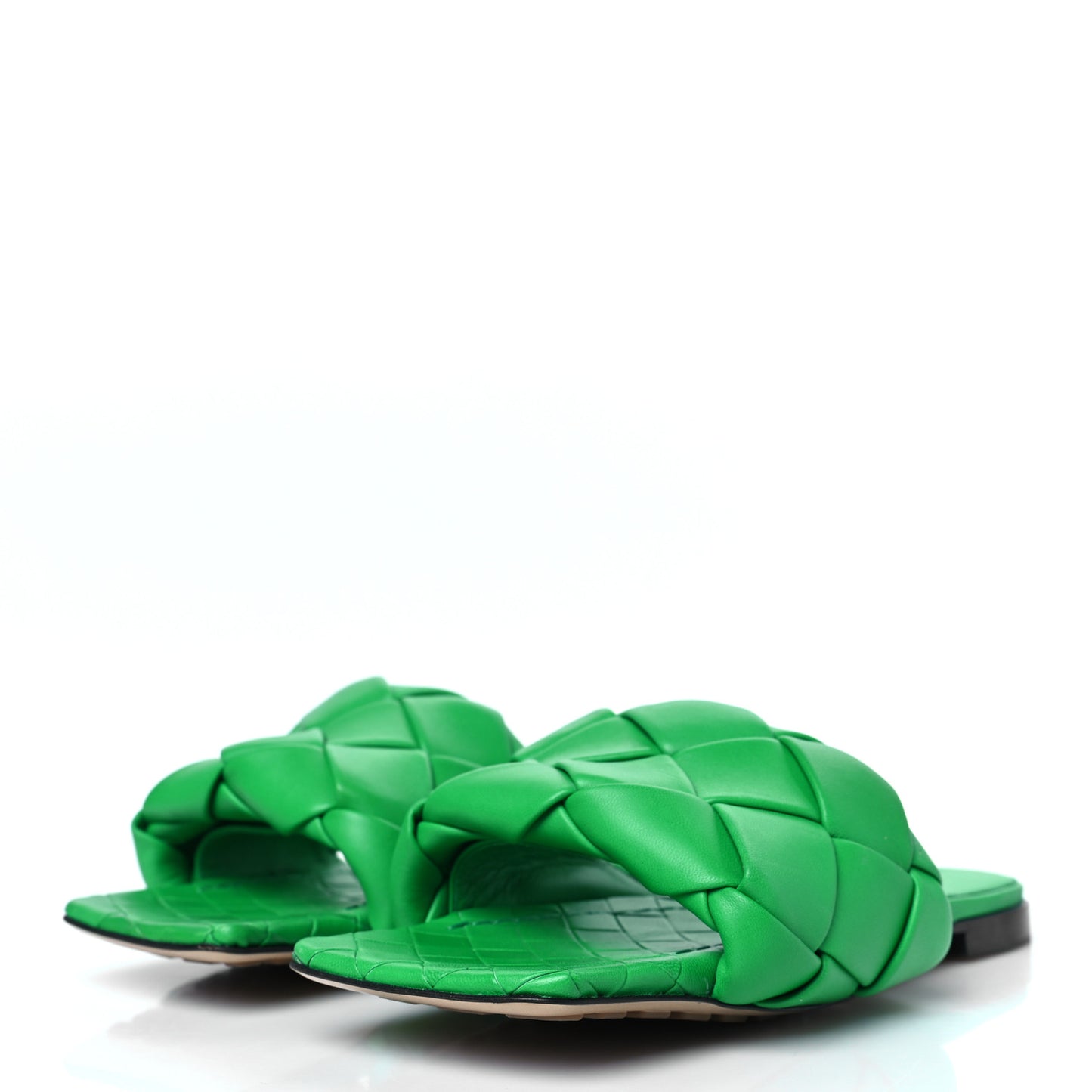 Nappa Maxi Intrecciato Lido Flat Sandals 38 Grass