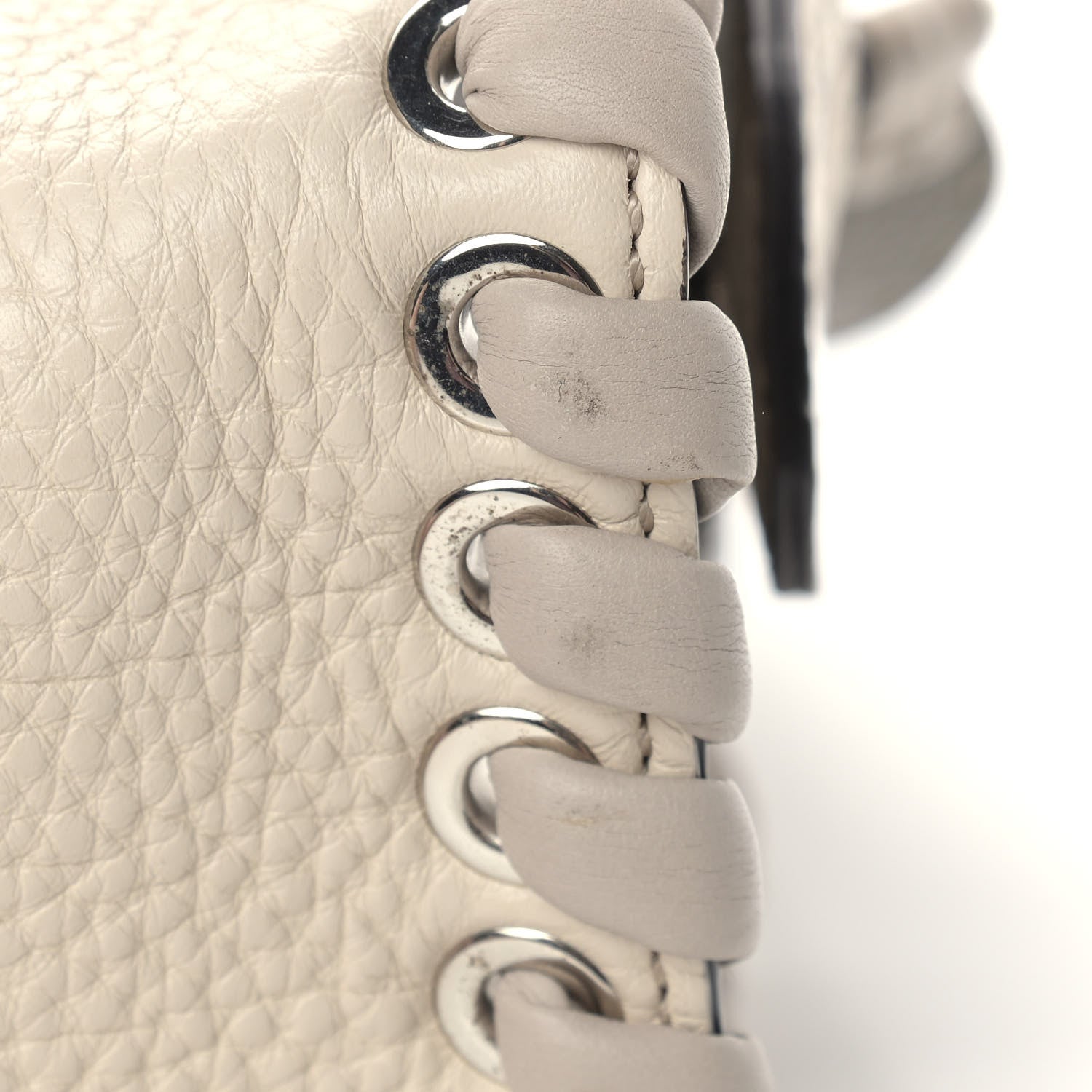 Fendi Cuoio Romano Selleria Vitello Dolce Lace Up Lei Boston Tote Camelia Milk Grigio Polvere 10 of 11