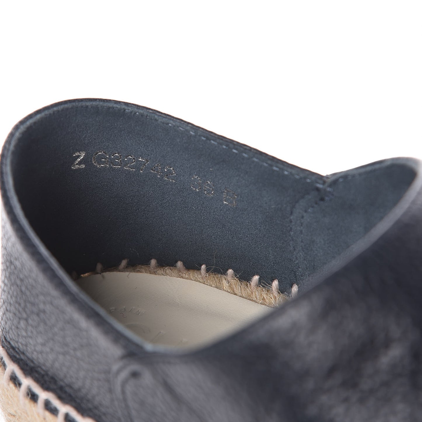 Grained Calfskin CC Espadrilles 36 Black Navy