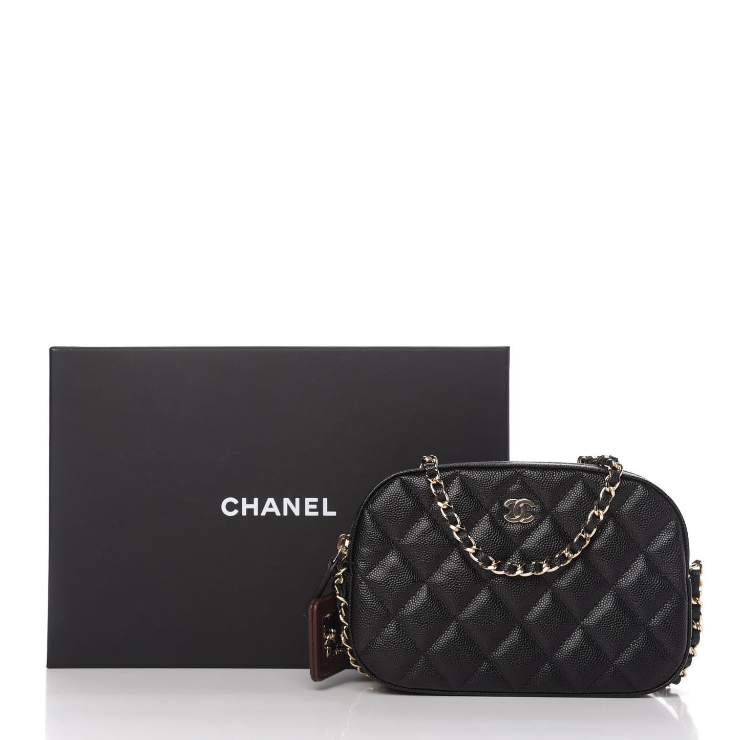 Caviar Quilted Vanity With Chain Black