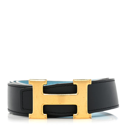 Hermes Box Togo 32mm H Belt 95 Black Bleu Du Nord 1 of 5