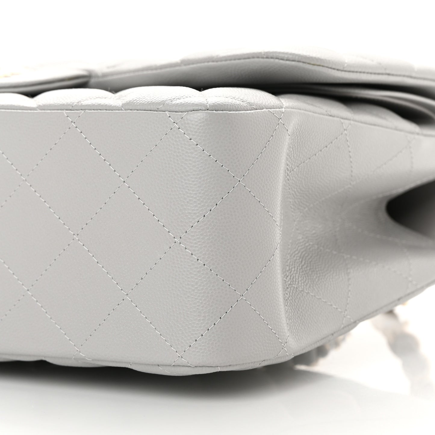 Caviar Quilted Jumbo Double Flap Grey