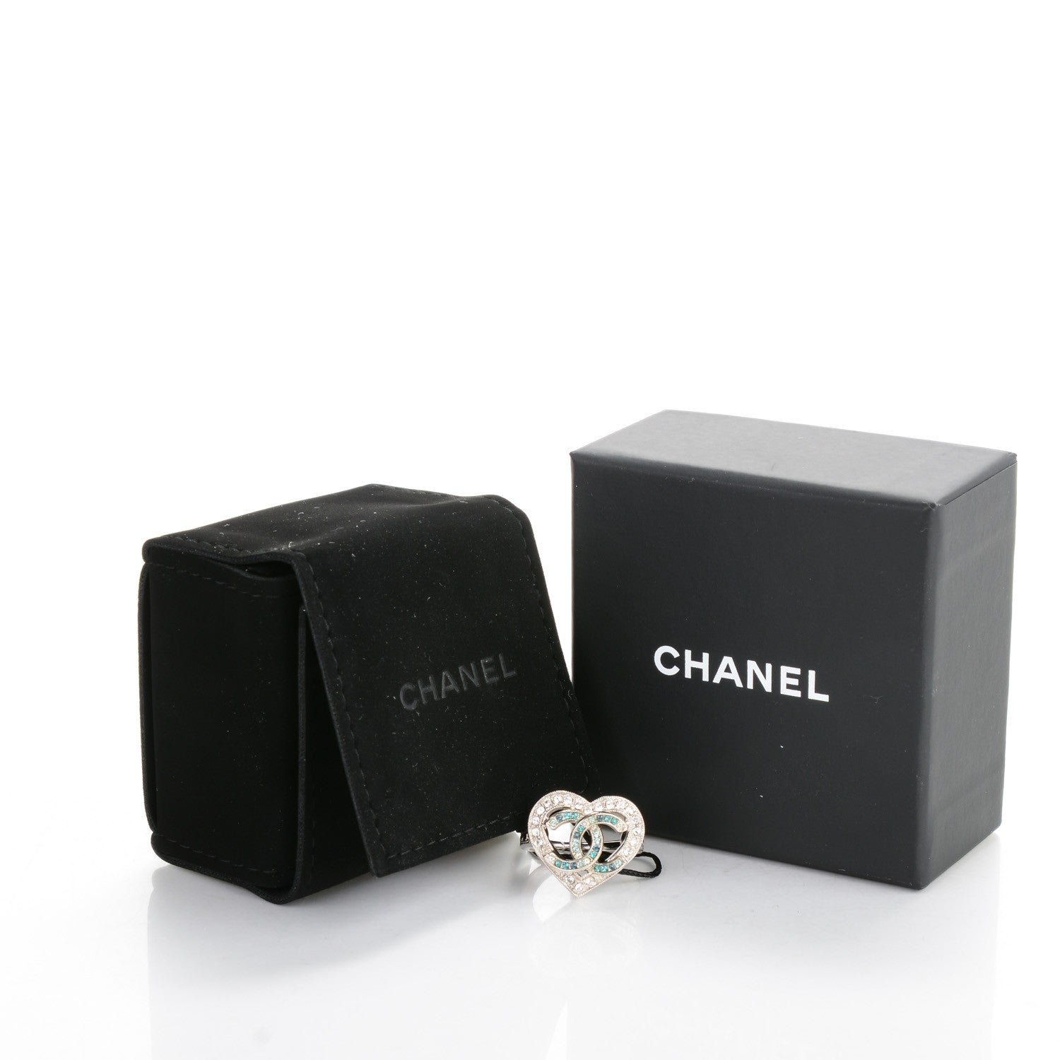 Chanel Crystal CC Ring 7 Silver Blue 5 of 5