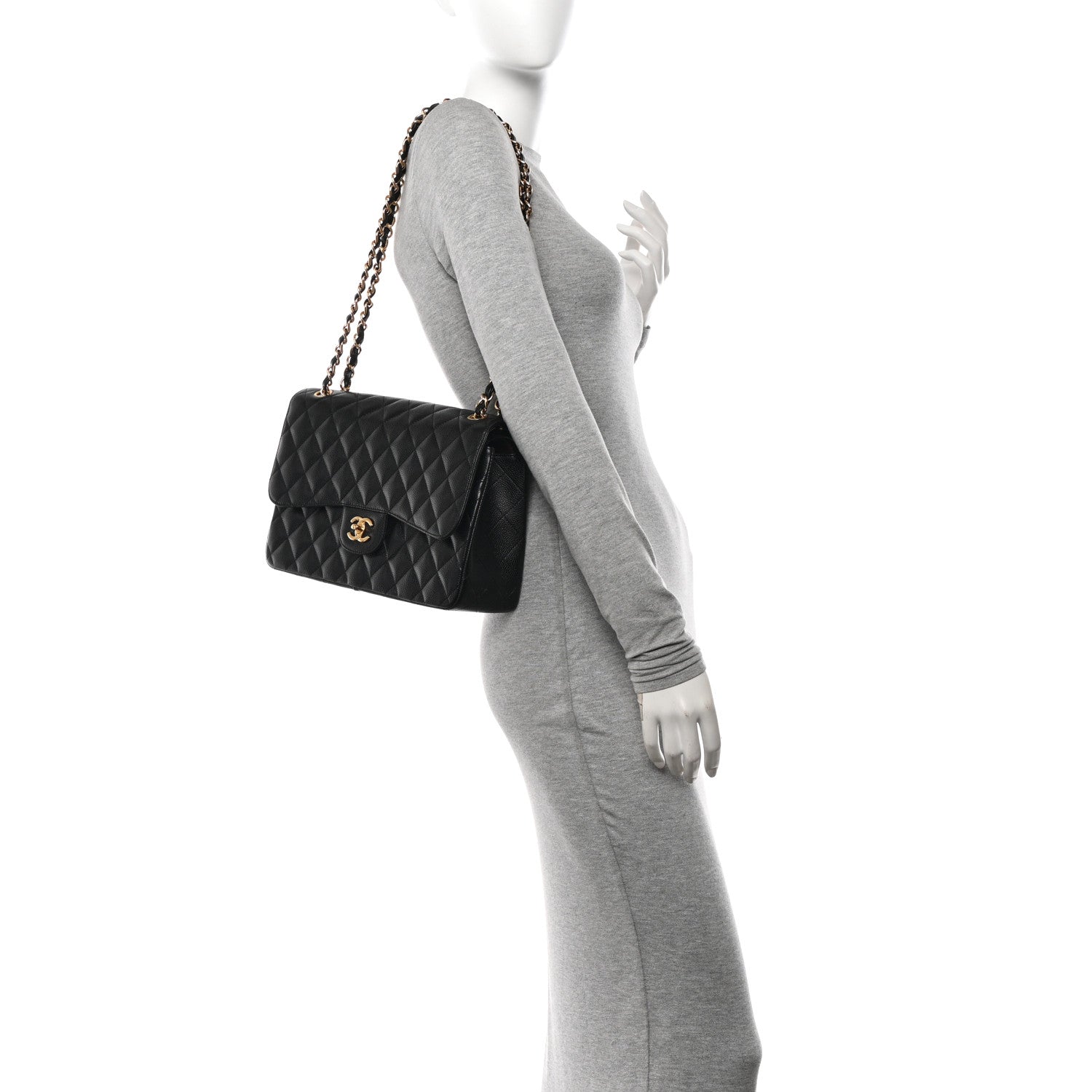 Chanel Caviar Quilted Jumbo Double Flap Black 2 of 10