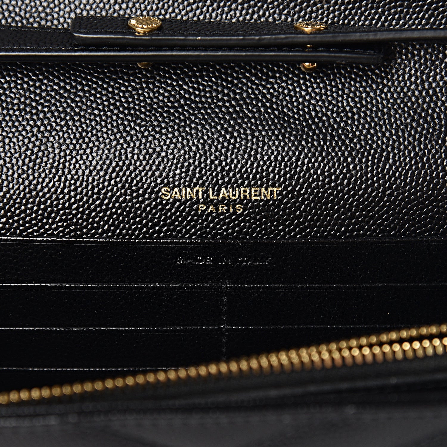 Saint Laurent Grain De Poudre Matelasse Chevron Monogram Chain Wallet Black 6 of 10