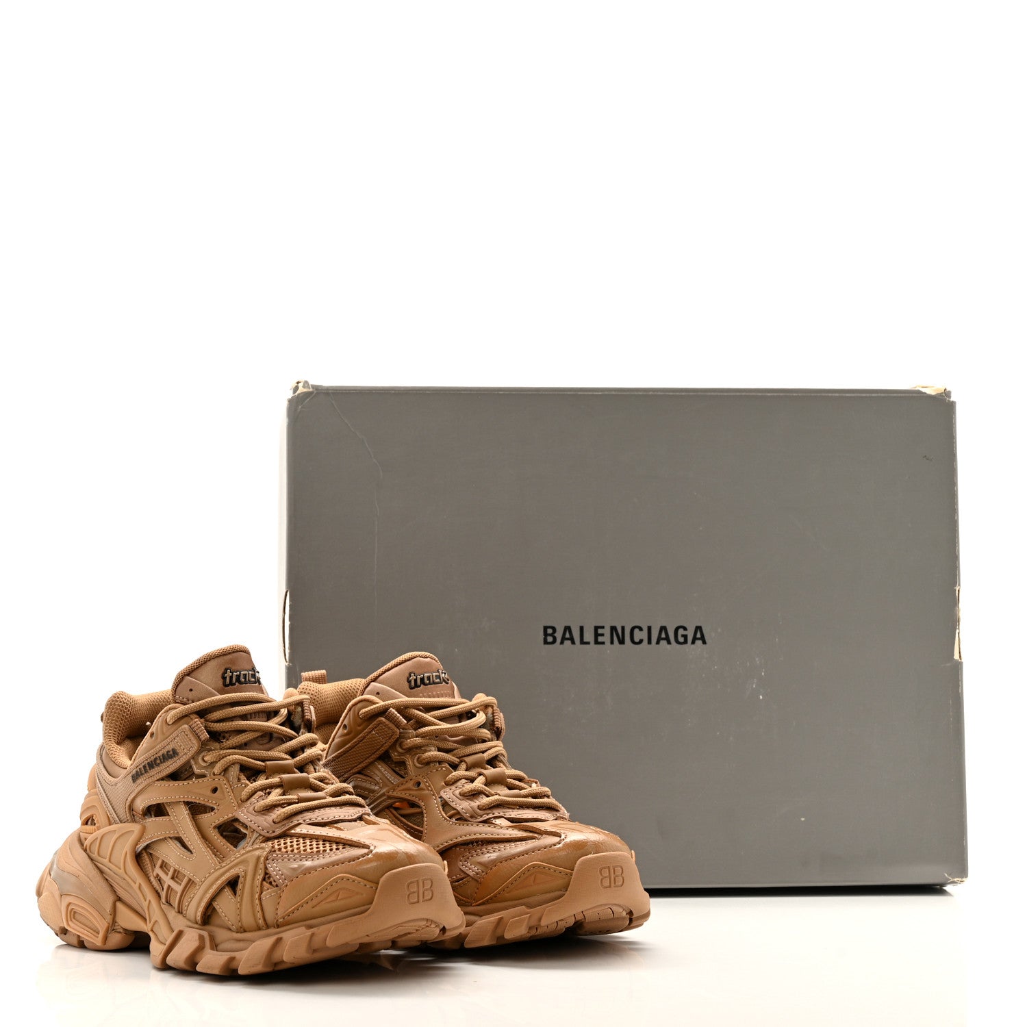 Balenciaga Rubber Mesh Monocolor Clear Sole Womens Track.2 Open Sneakers 35 Light Brown 11 of 11