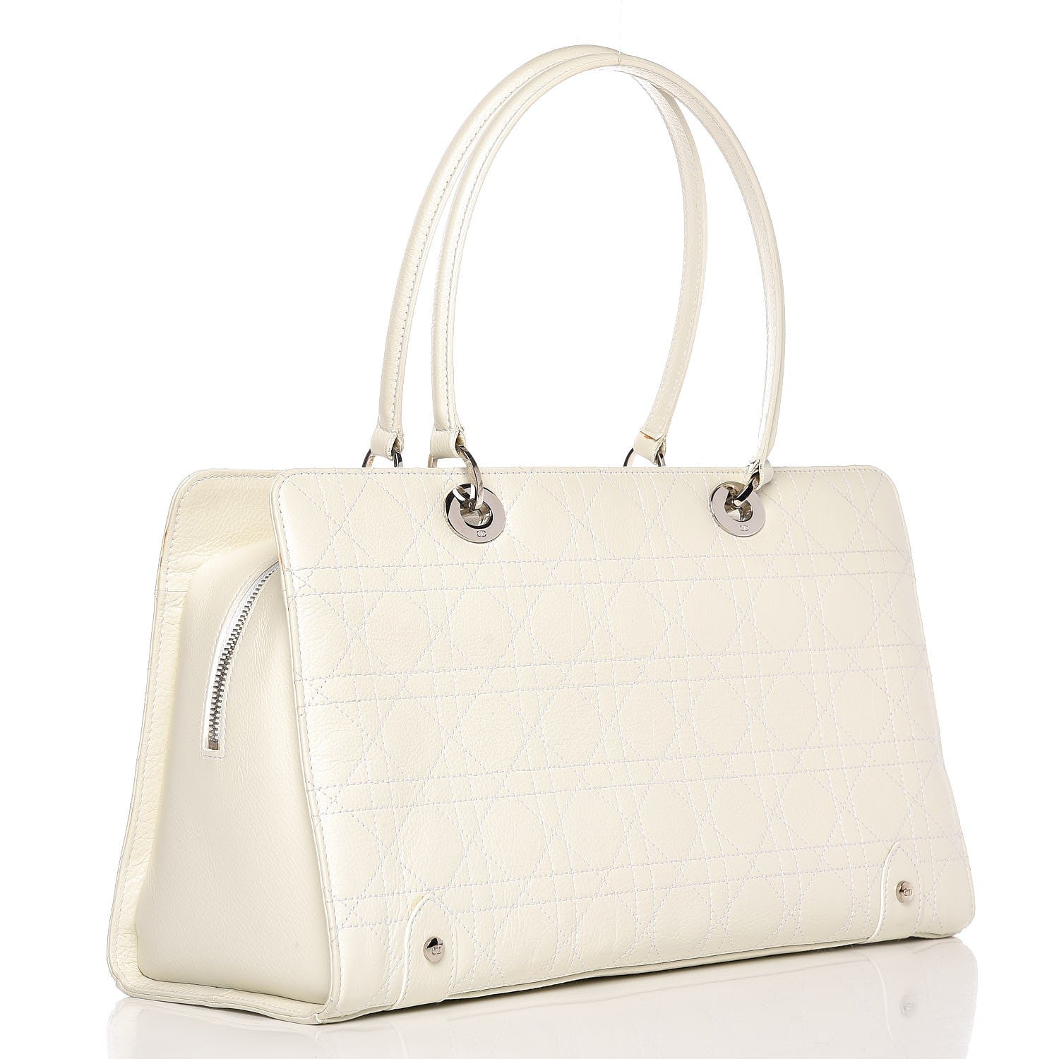 Christian Dior Calfskin Cannage Stitched Large East West Lady Dior White 3 of 29