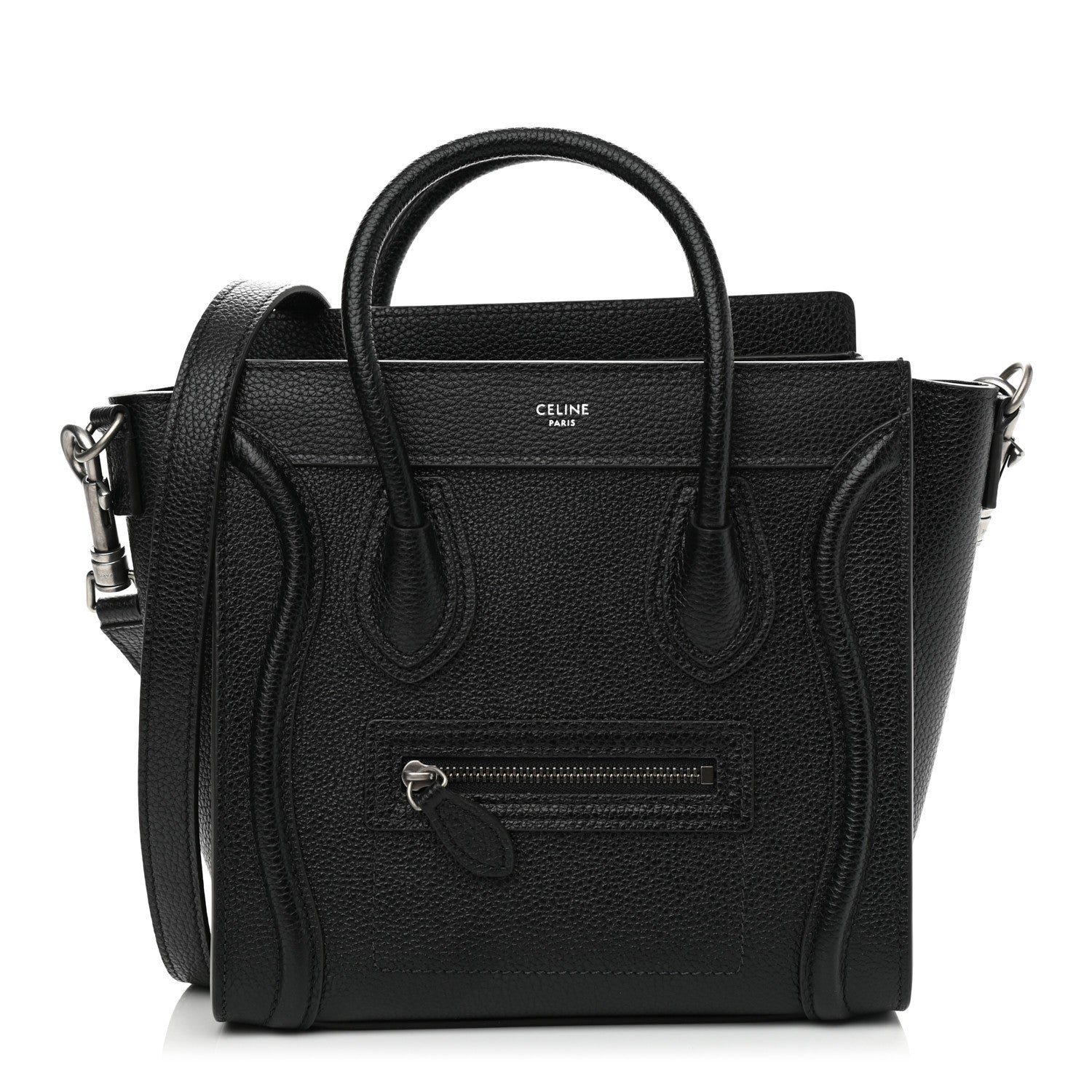 Celine Drummed Calfskin Nano Luggage Black 1 of 9