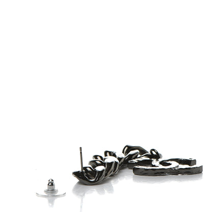 Chanel Metal CC Pick Drop Earrings Ruthenium 3 of 5