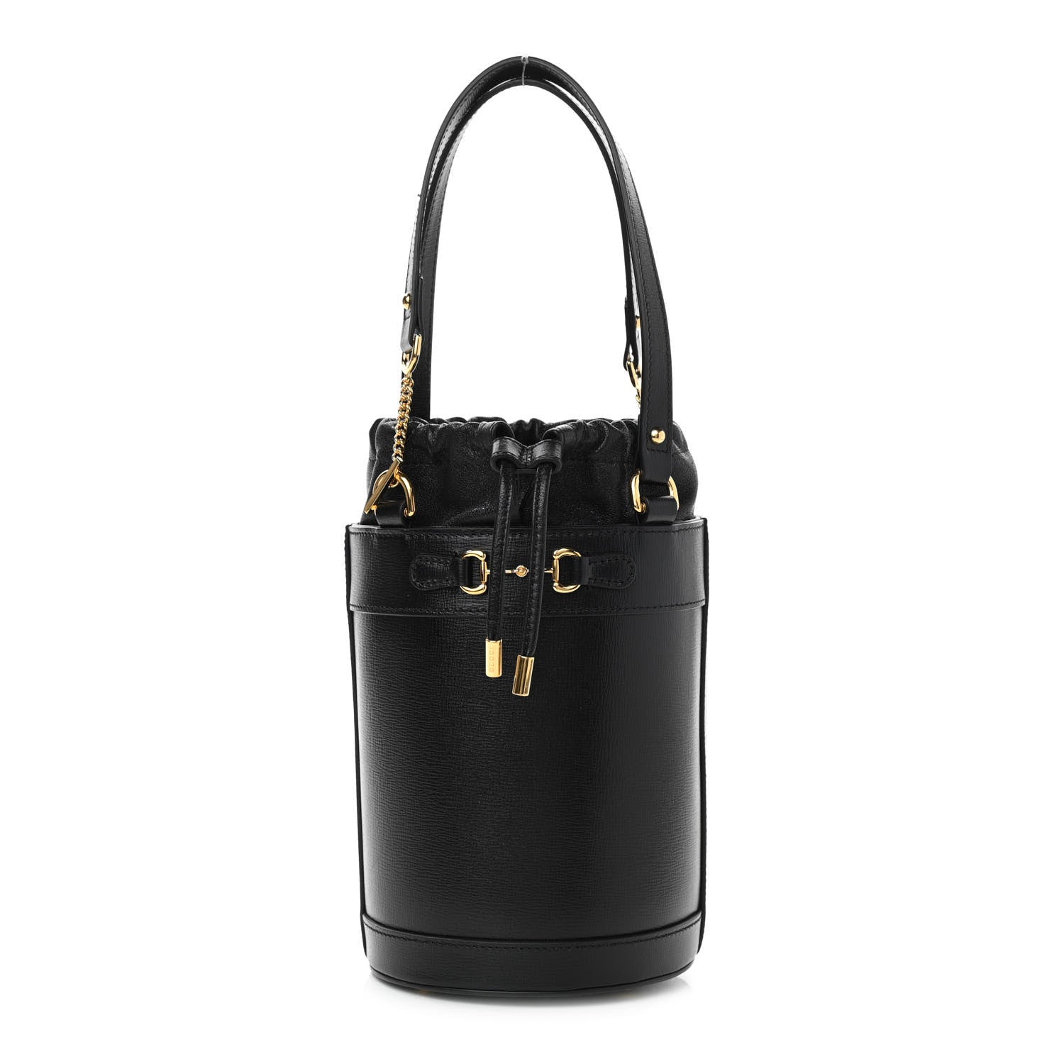 Gucci Azalea Sakai Calfskin Small Horsebit 1955 Drawstring Bucket Bag Black 1 of 12