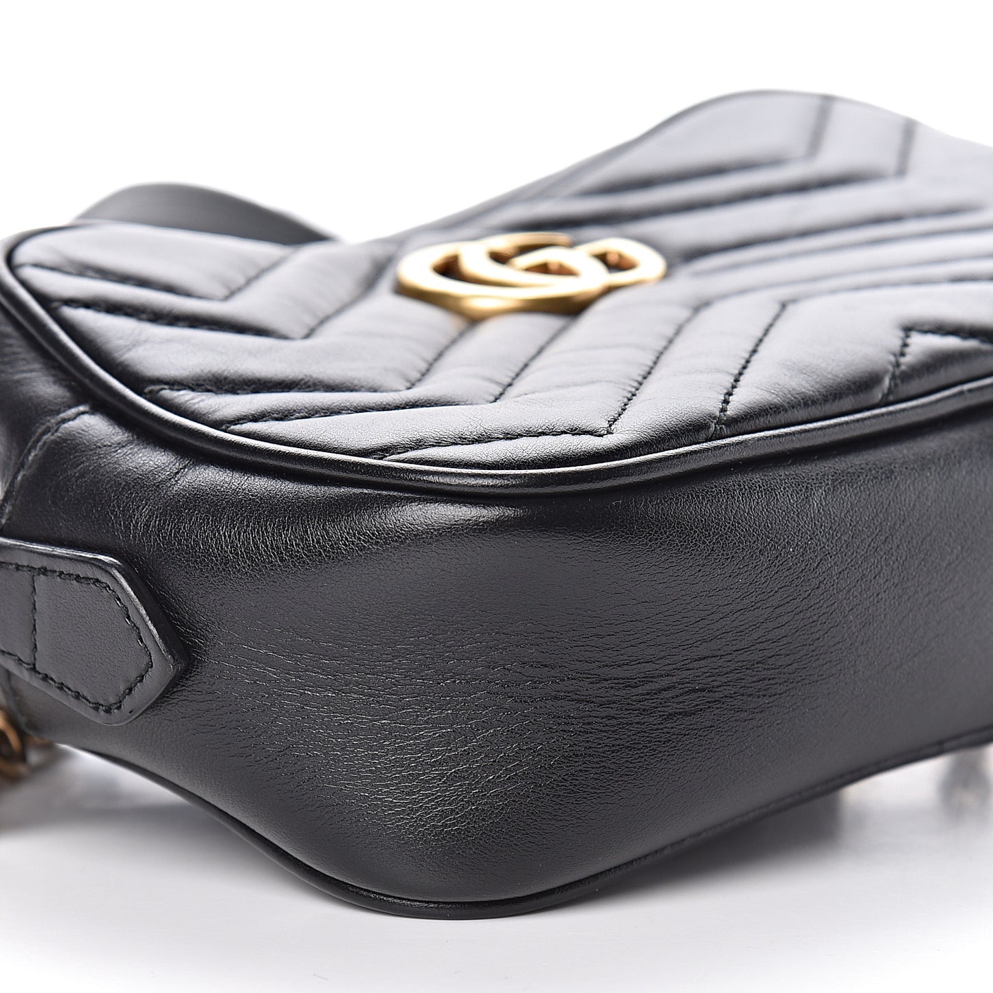 Calfskin Matelasse Mini GG Marmont Chain Shoulder Bag Black