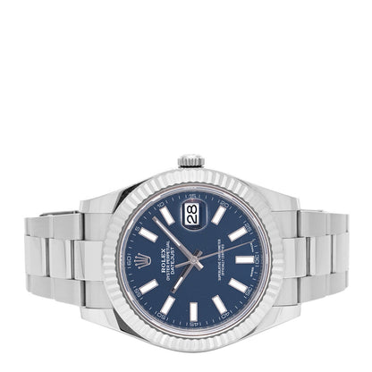 Rolex Stainless Steel 18K White Gold 41mm Oyster Perpetual Datejust Watch Blue 116334 2 of 5