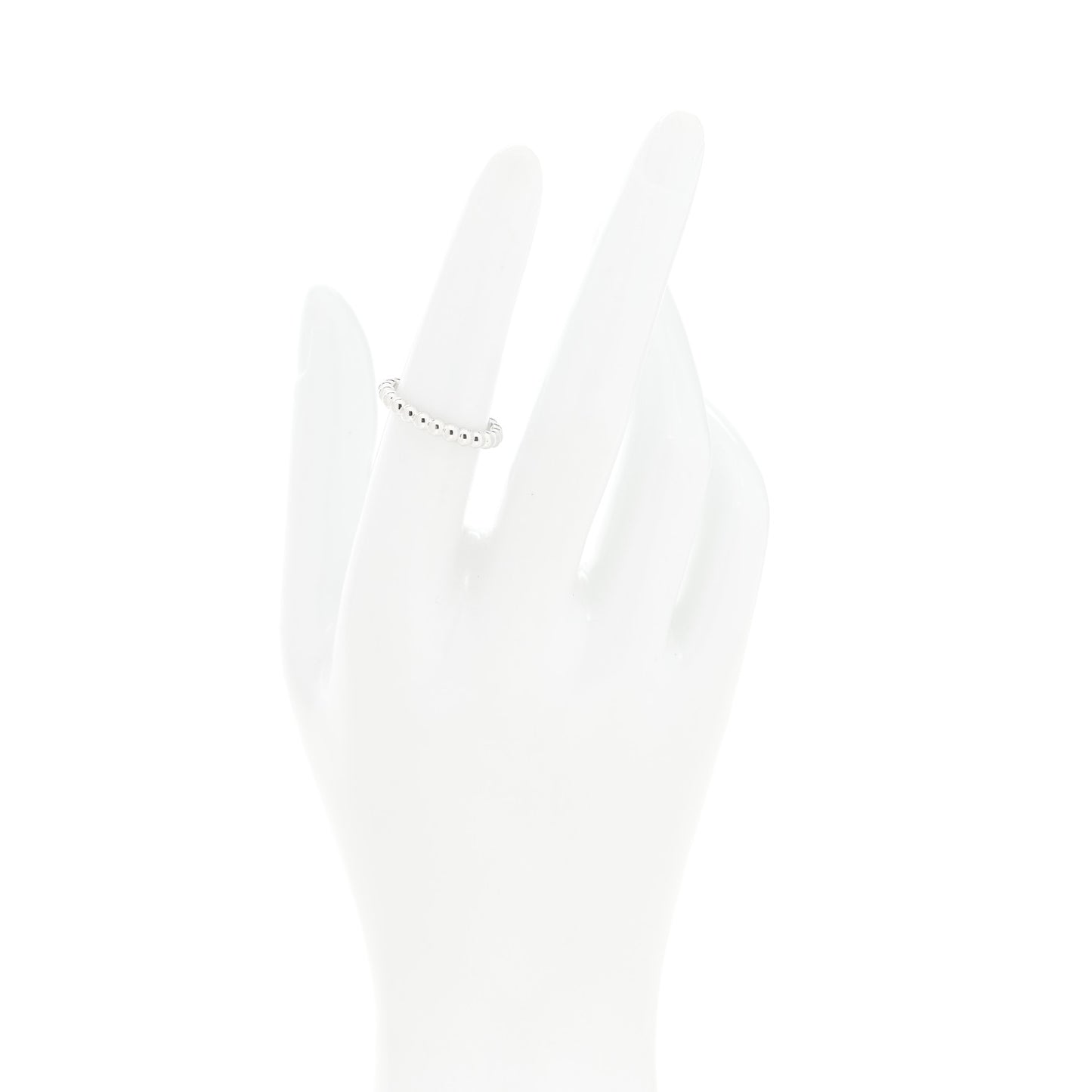 18K White Gold Medium Perlee Ring 52 6