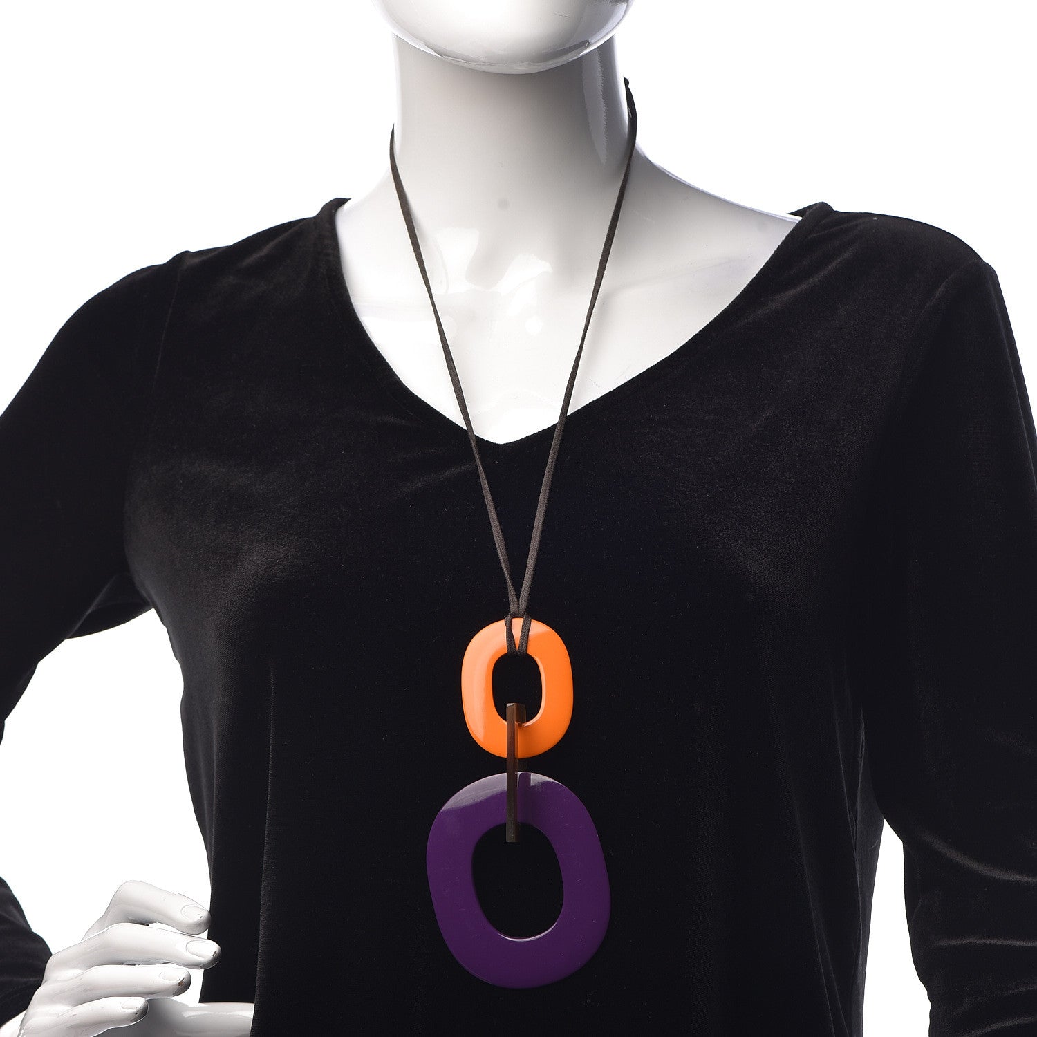 Hermes Lacquered Wood Buffalo Horn Kara Necklace 2 of 6