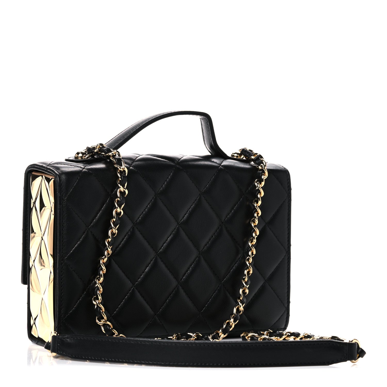 Chanel Lambskin Quilted Mini Golden Plate Flap Black 3 of 14