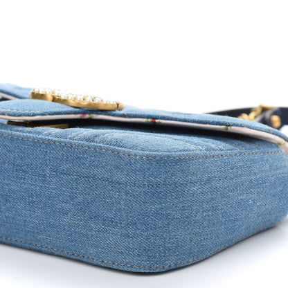 Gucci Denim Matelasse Mini Pearly GG Marmont Shoulder Bag Blue 9 of 9