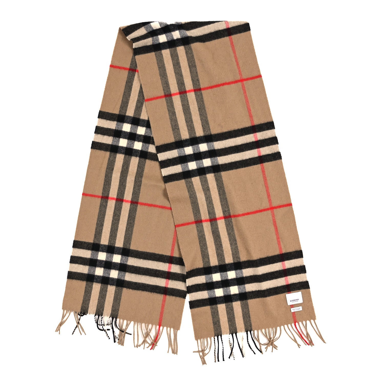 Burberry Cashmere Giant Heritage Check Fringe Scarf Camel 4 of 6