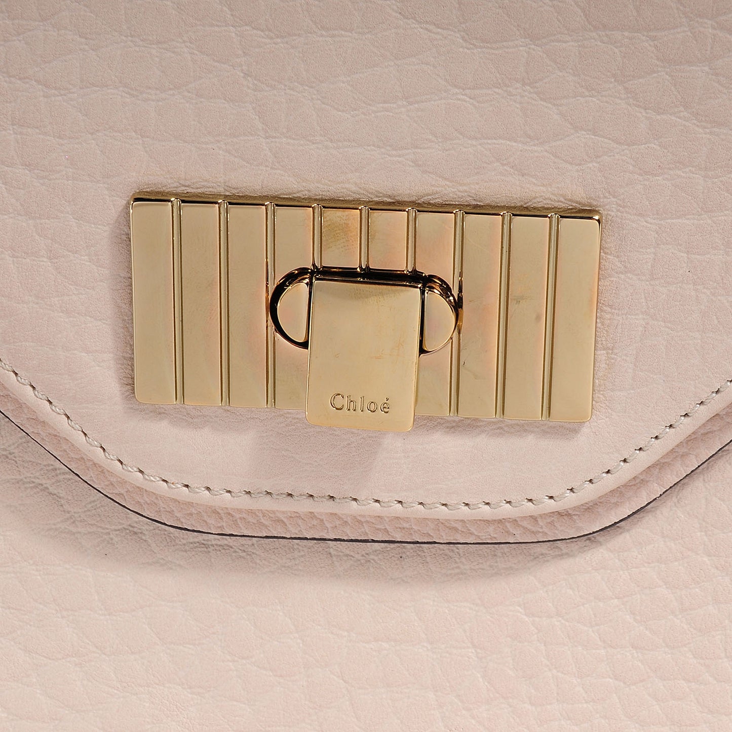 Grained Calfskin Sally Flap Bag Beige