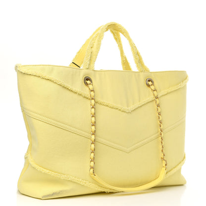 Chanel Denim Chevron Coco Tote Yellow 3 of 10
