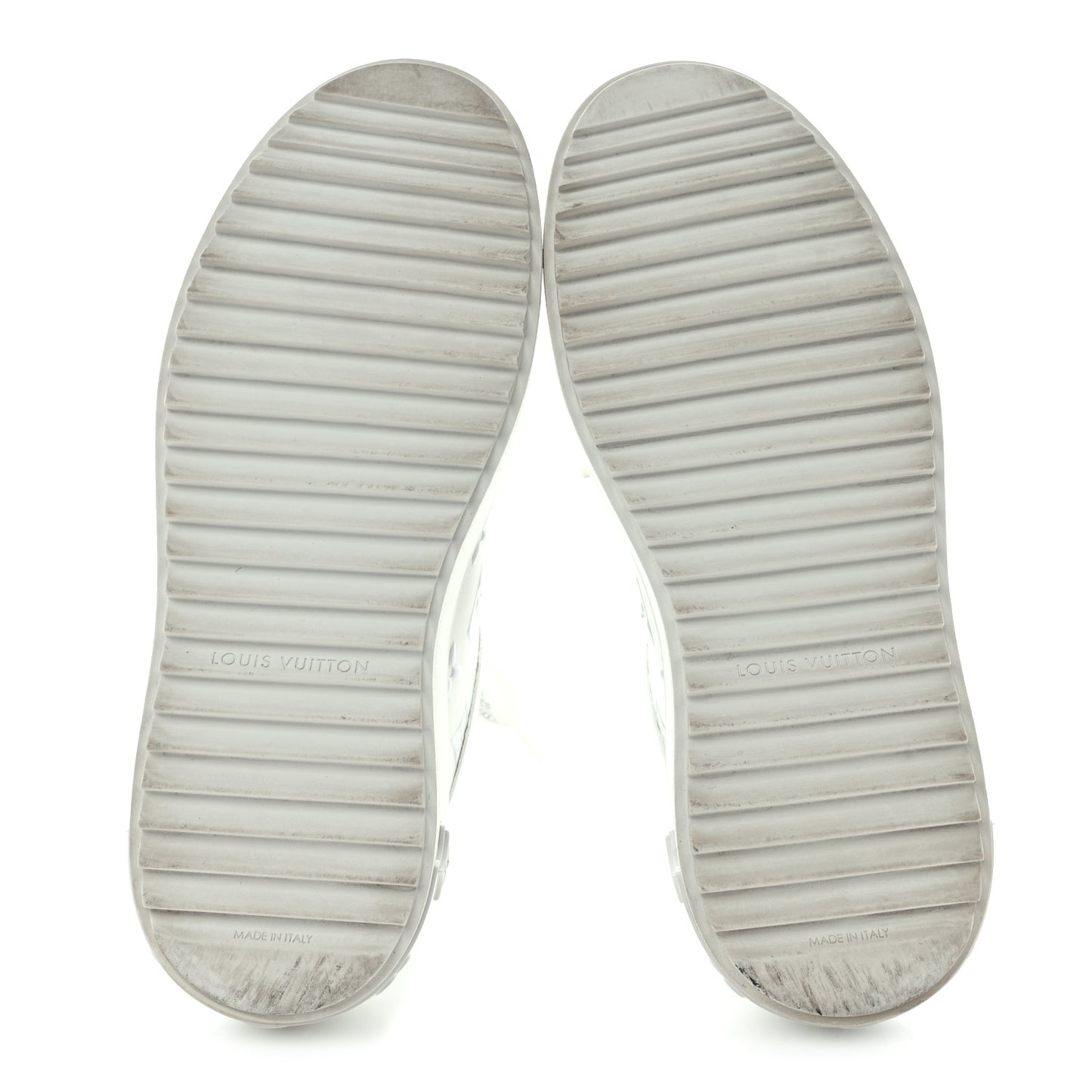 Calfskin Monogram Debossed Time Out Sneakers 35.5 White Silver