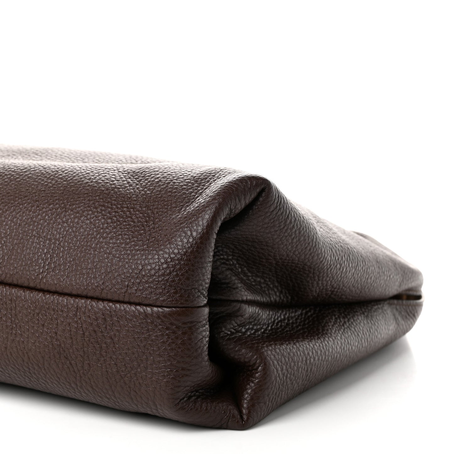 Grained Calfskin Softbit Maxi Shoulder Bag Dark Brown