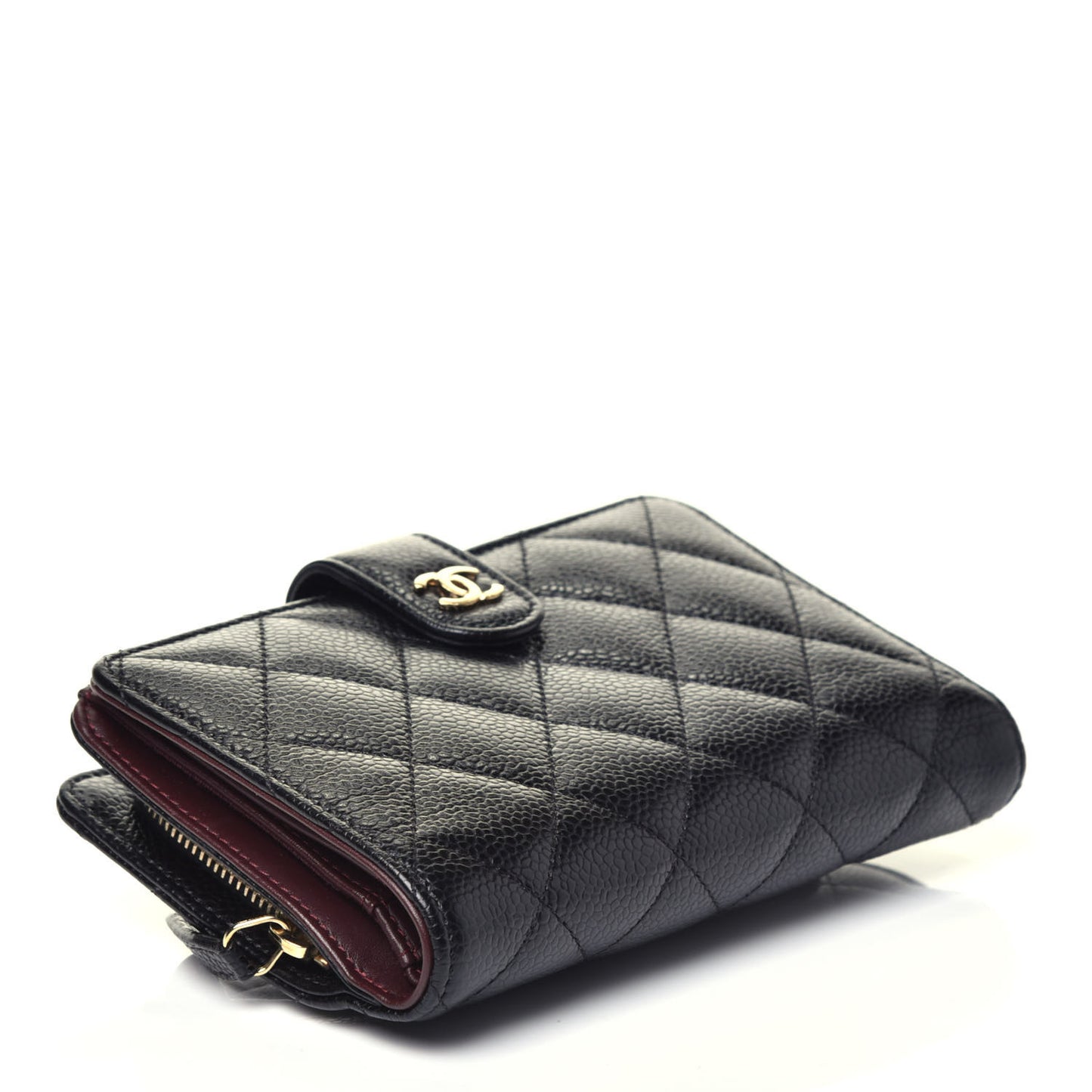 Caviar Quilted Zipped Pocket Wallet Black