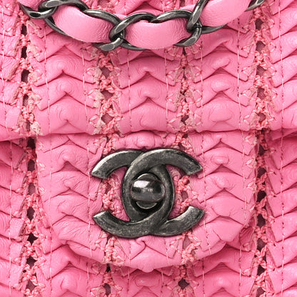 Chanel Lambskin Crochet Embroidered Mini Flap Pink 10 of 12