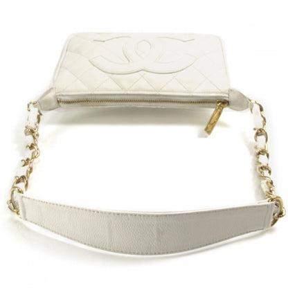 Chanel Caviar Quilted Pochette White 6 of 11