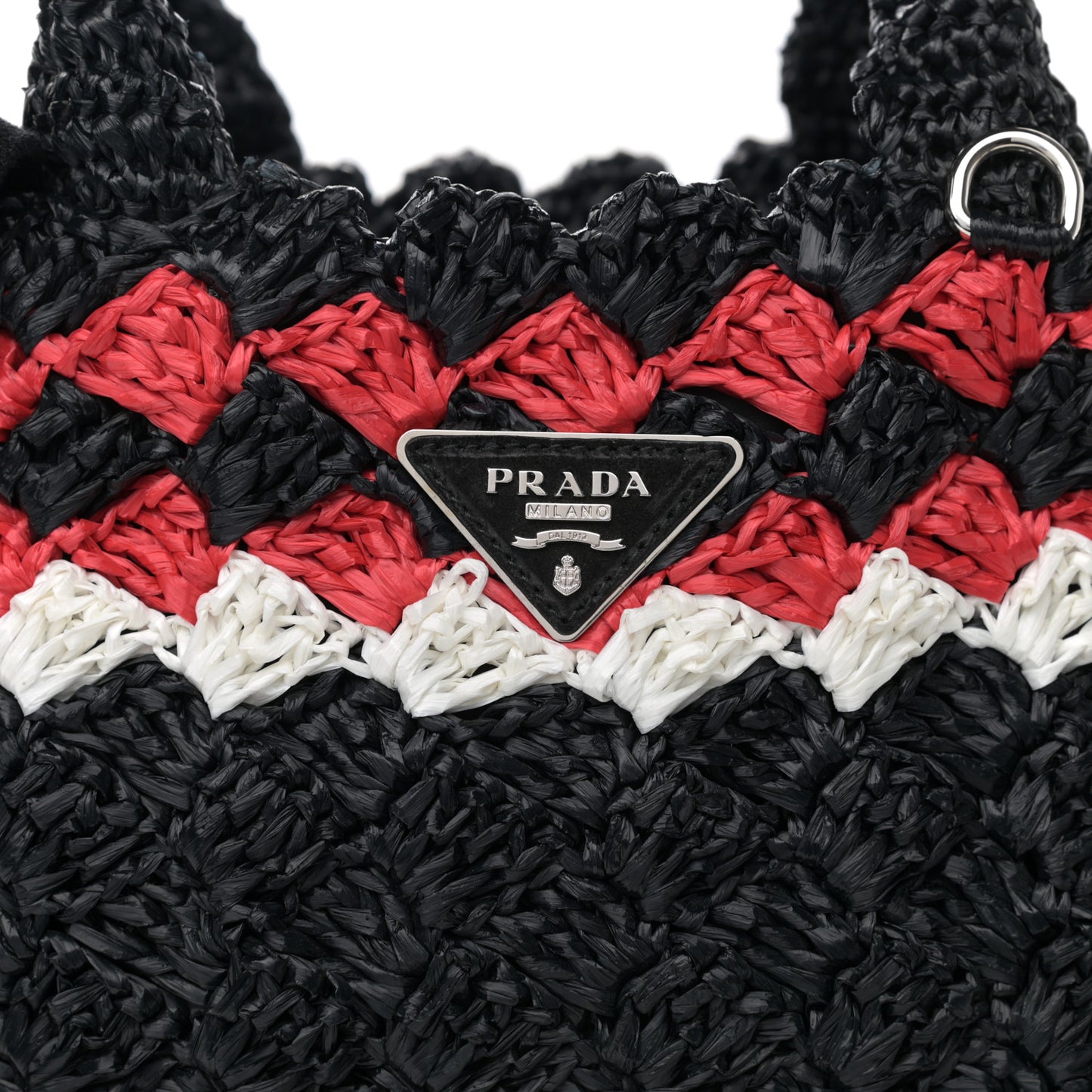 Raffia Crochet Giardiniera Tote Black