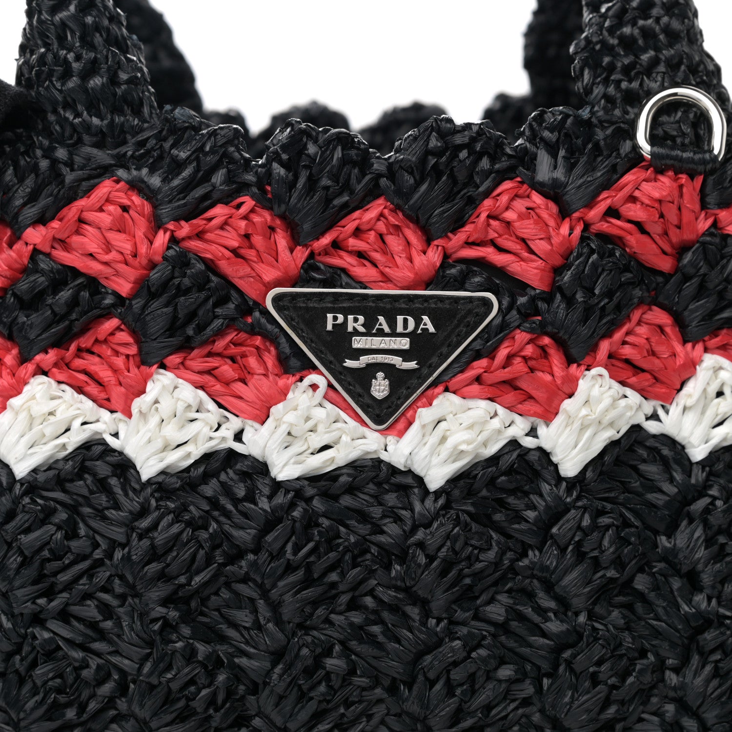 Prada Raffia Crochet Giardiniera Tote Black 7 of 9