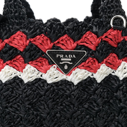 Prada Raffia Crochet Giardiniera Tote Black 7 of 9