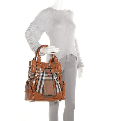 Burberry House Check Bridle Calfskin Medium Whipstitch Tote Light Tan 2 of 9