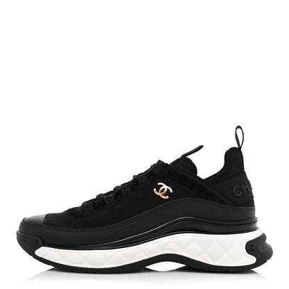 Chanel Velvet Calfskin Mixed Fibers CC Sneakers 37 Black 1 of 9