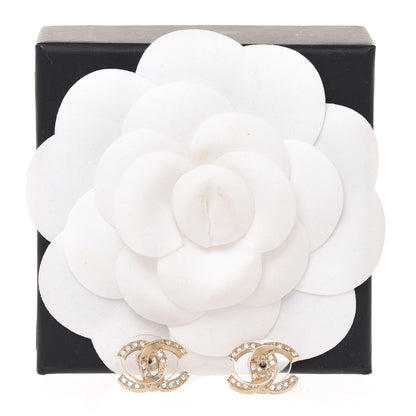 Chanel Crystal Textured CC Earrings Gold 5 of 5