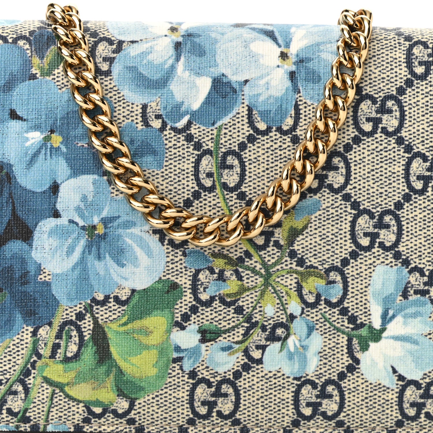 Gucci GG Supreme Monogram Blooms Chain Wallet Blue 7 of 9
