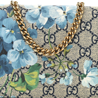 Gucci GG Supreme Monogram Blooms Chain Wallet Blue 7 of 9