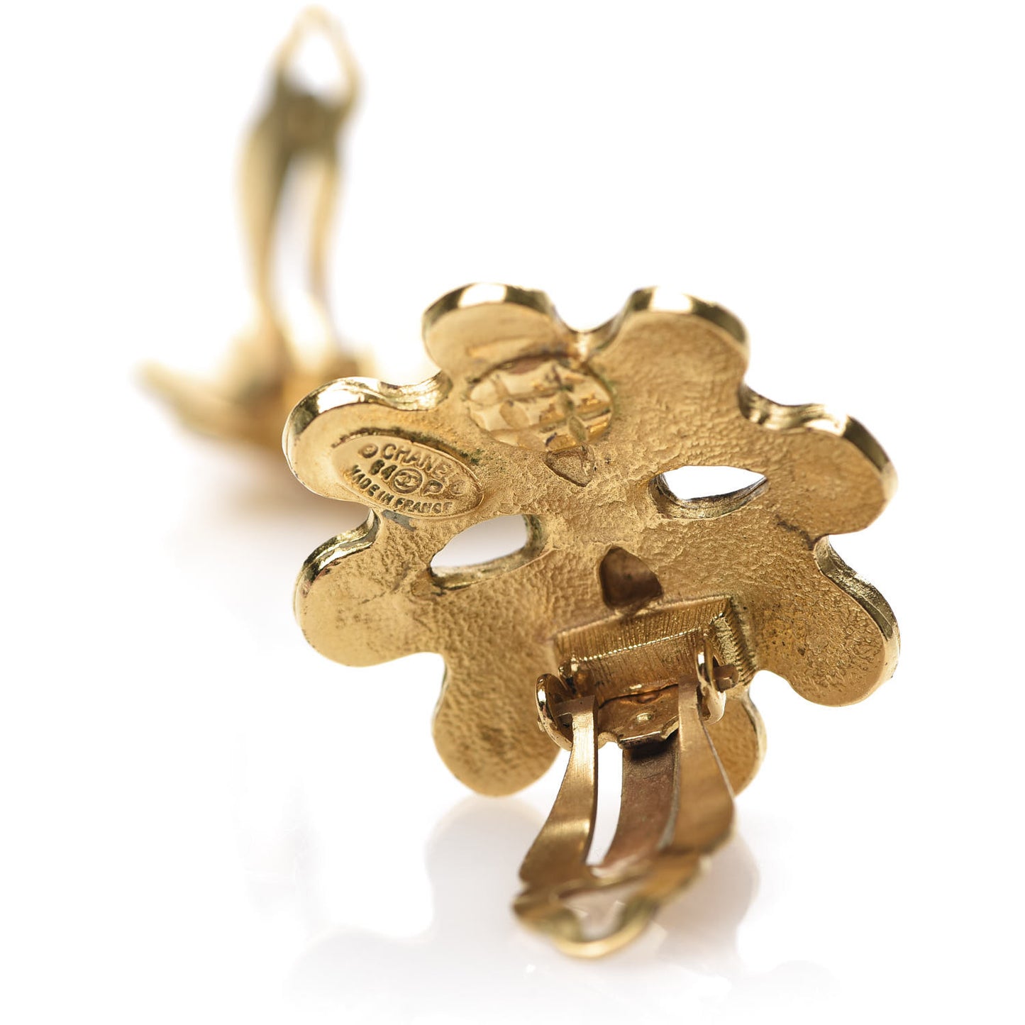 CC Flower Clip On Earrings Gold